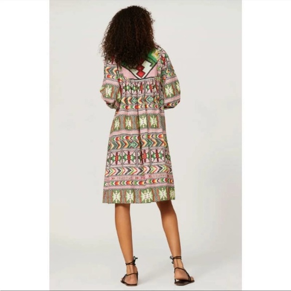NWT farm Rio Amulet Linen Blend Aztec Shirt Dress Multicolor Size XS - Picture 2 of 7